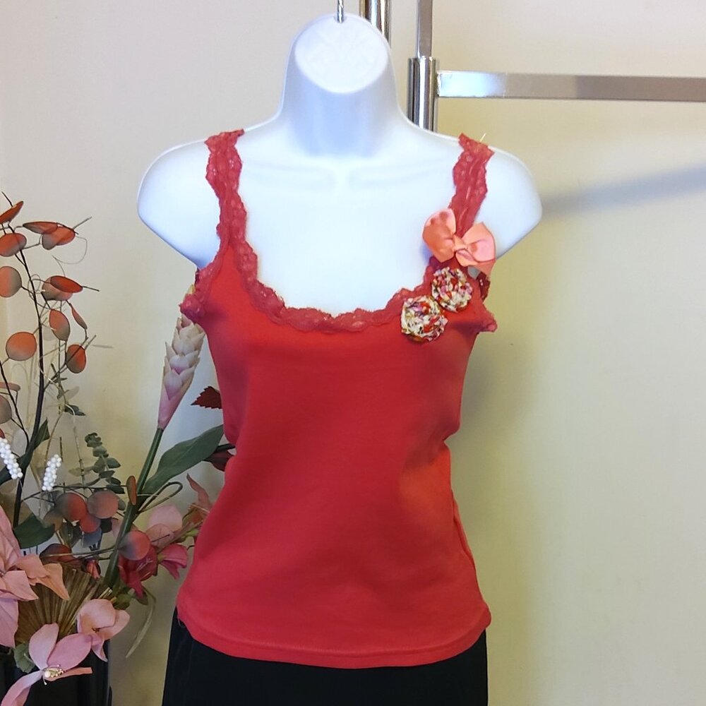 NWOT Women's AVOCA Anthology Floral Design Pink Camisole Top Slim Cami 2